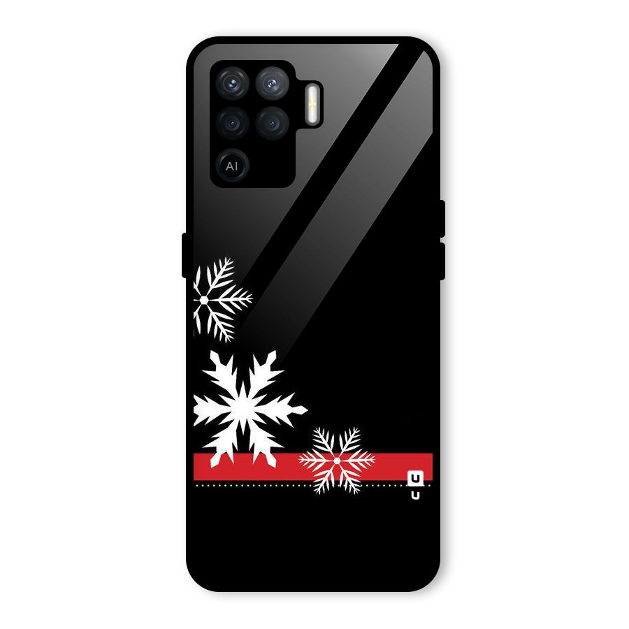 Snowflake Ribbon Glass Back Case for Oppo F19 Pro