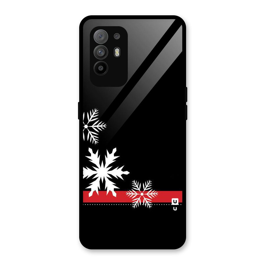 Snowflake Ribbon Glass Back Case for Oppo F19 Pro Plus 5G