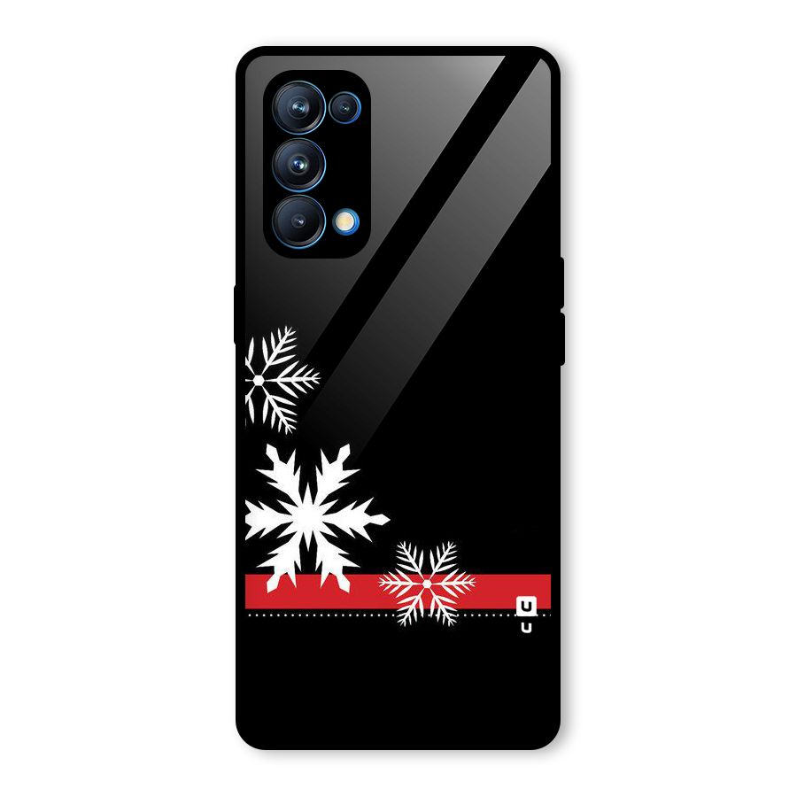 Snowflake Ribbon Glass Back Case for Oppo Reno5 Pro 5G