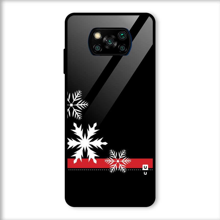 Snowflake Ribbon Glass Back Case for Poco X3
