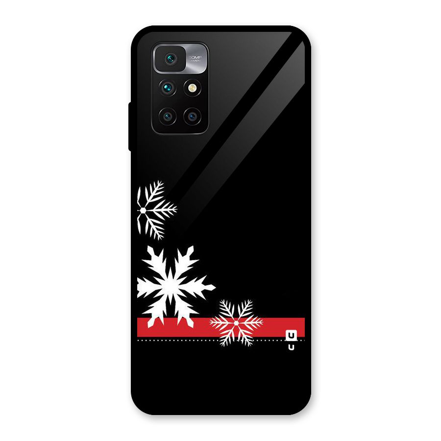 Snowflake Ribbon Glass Back Case for Redmi 10 Prime