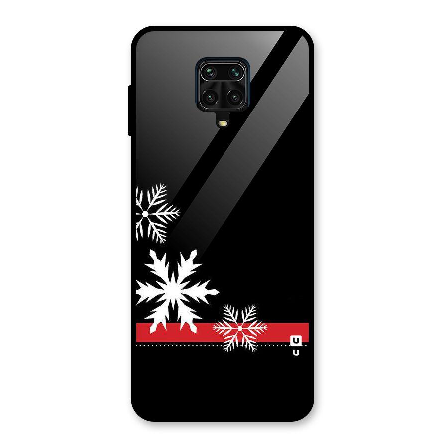 Snowflake Ribbon Glass Back Case for Redmi Note 9 Pro