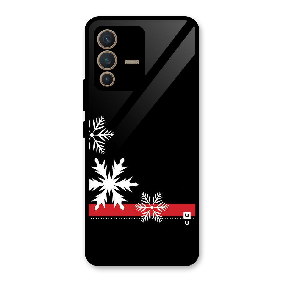 Snowflake Ribbon Glass Back Case for Vivo V23 5G