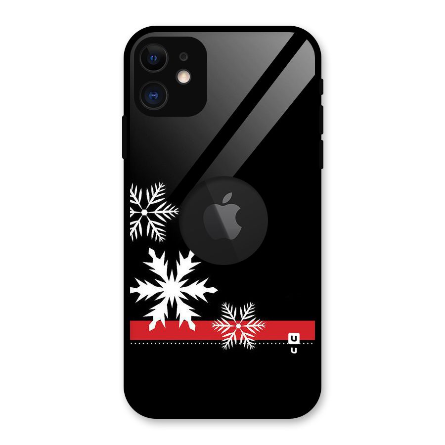 Snowflake Ribbon Glass Back Case for iPhone 11 Logo Cut
