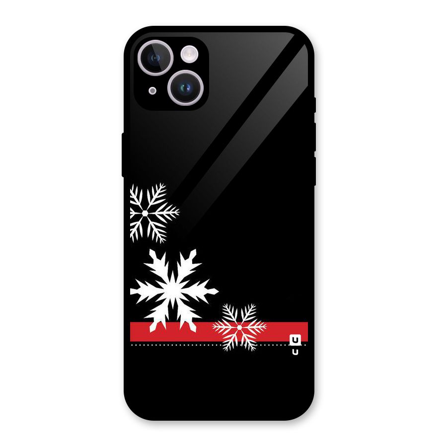 Snowflake Ribbon Glass Back Case for iPhone 14 Plus
