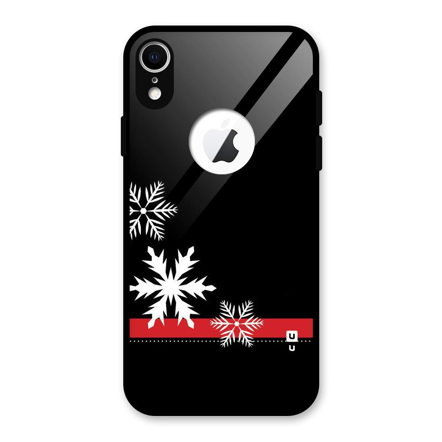 Snowflake Ribbon Glass Back Case for iPhone XR Logo Cut