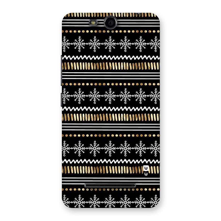 Snowflakes Gold Back Case for Micromax Canvas Juice 3 Q392