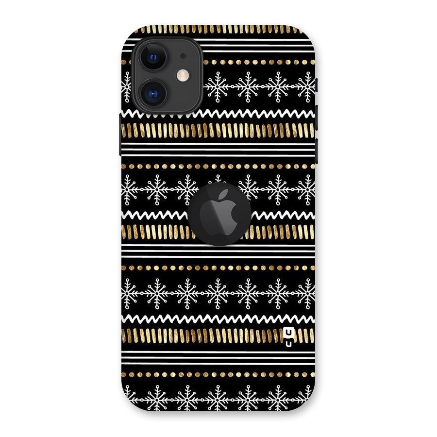 Snowflakes Gold Back Case for iPhone 11 Logo Cut