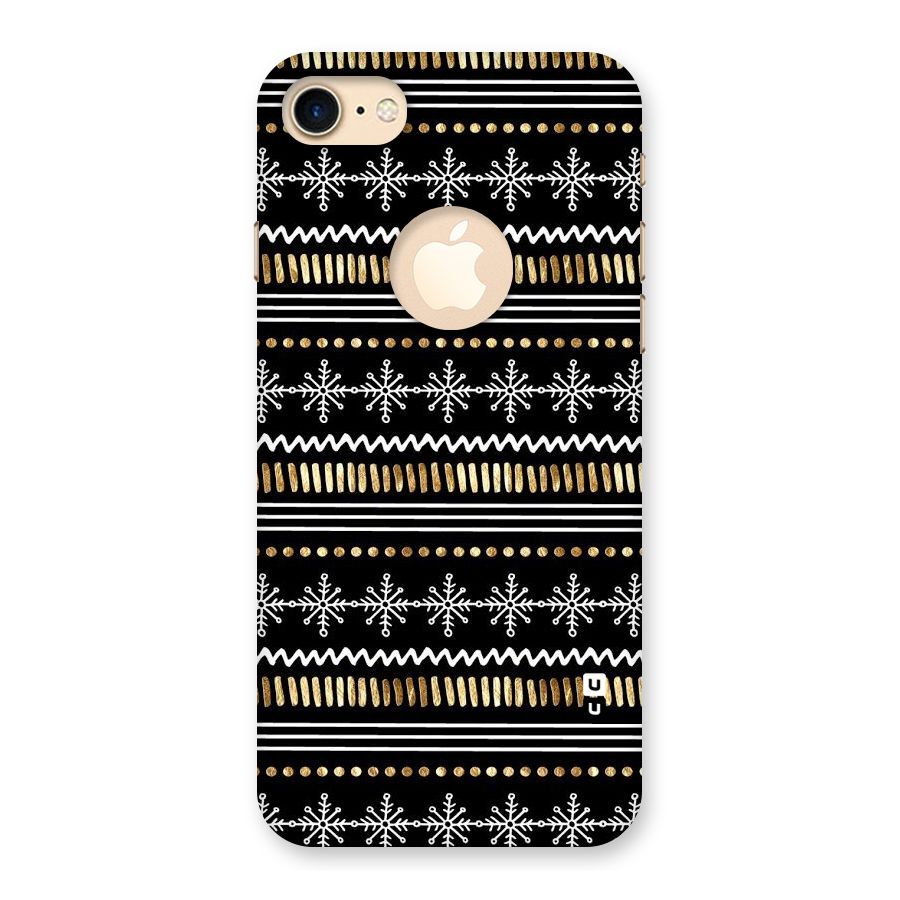 Snowflakes Gold Back Case for iPhone 7 Logo Cut