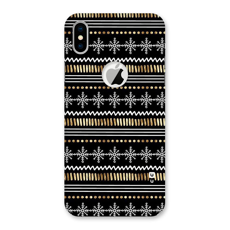 Snowflakes Gold Back Case for iPhone X Logo Cut