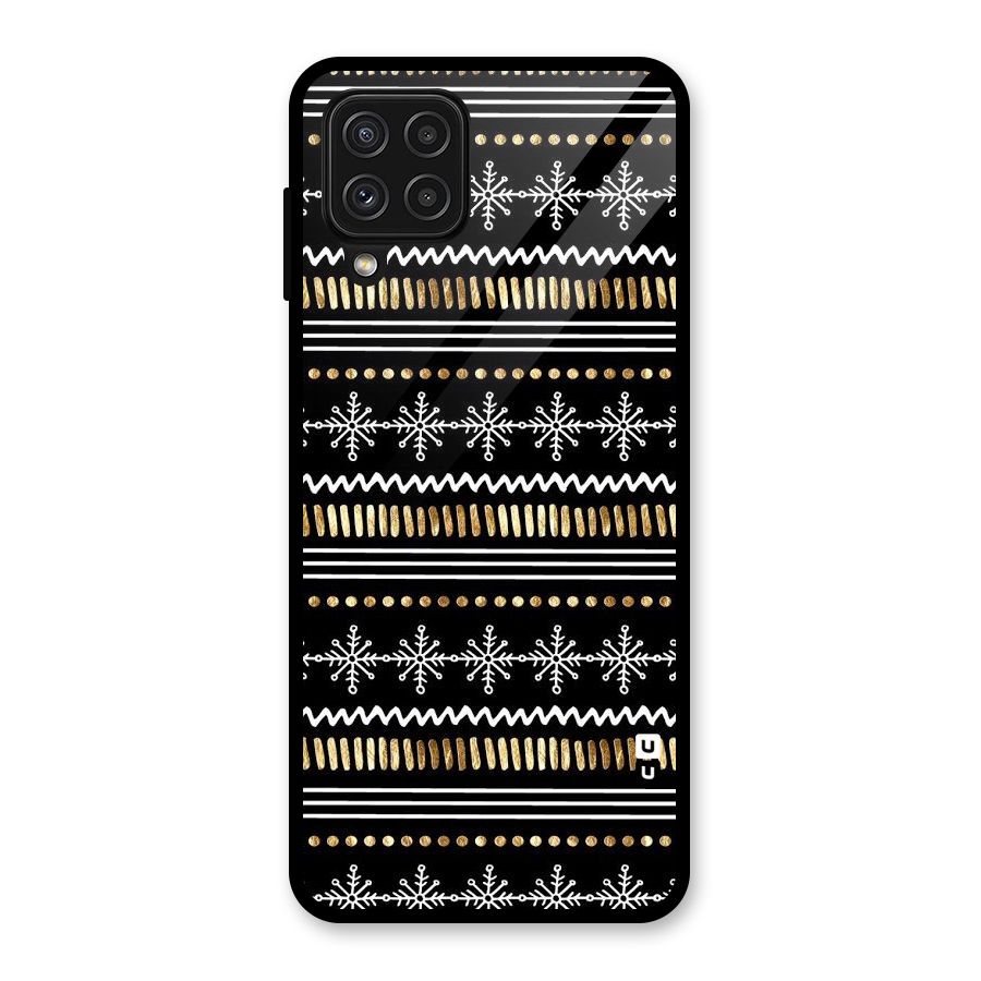 Snowflakes Gold Glass Back Case for Galaxy A22 4G