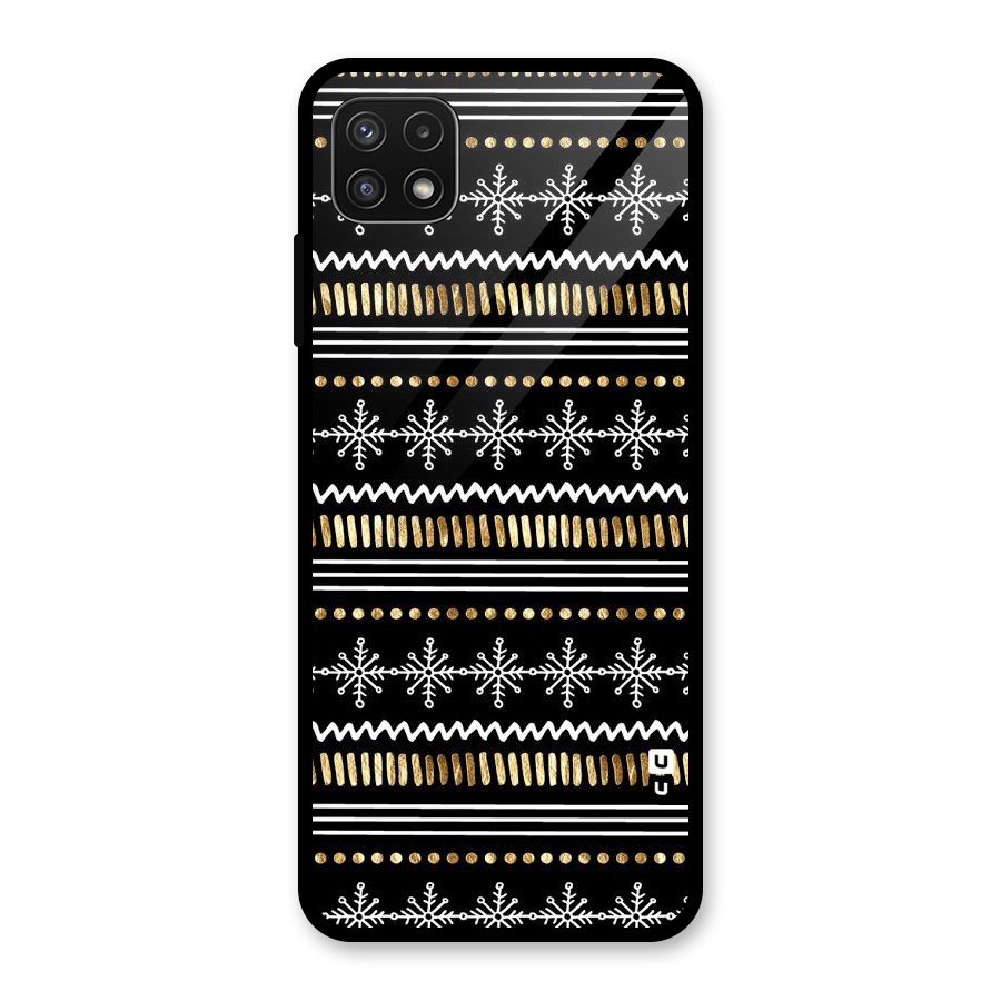 Snowflakes Gold Glass Back Case for Galaxy A22 5G