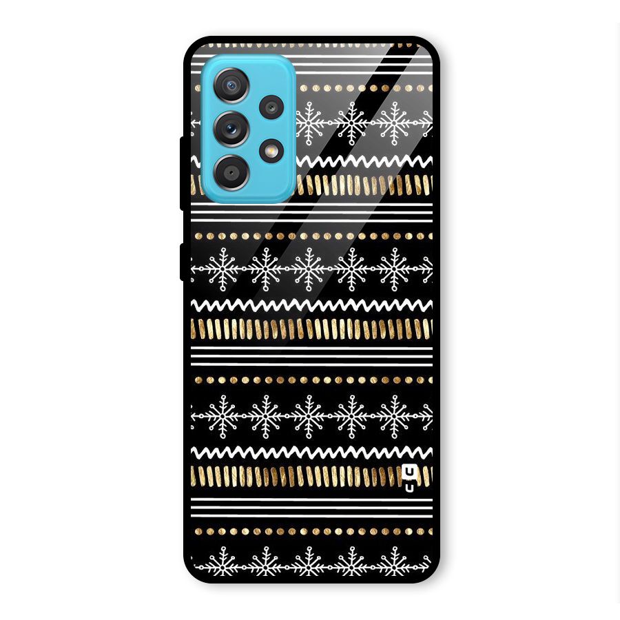 Snowflakes Gold Glass Back Case for Galaxy A52