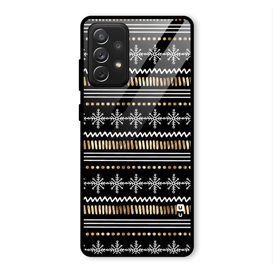 Snowflakes Gold Glass Back Case for Galaxy A72