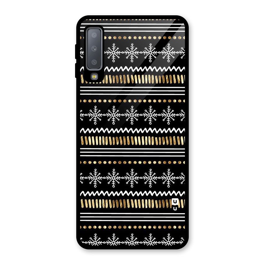 Snowflakes Gold Glass Back Case for Galaxy A7 (2018)