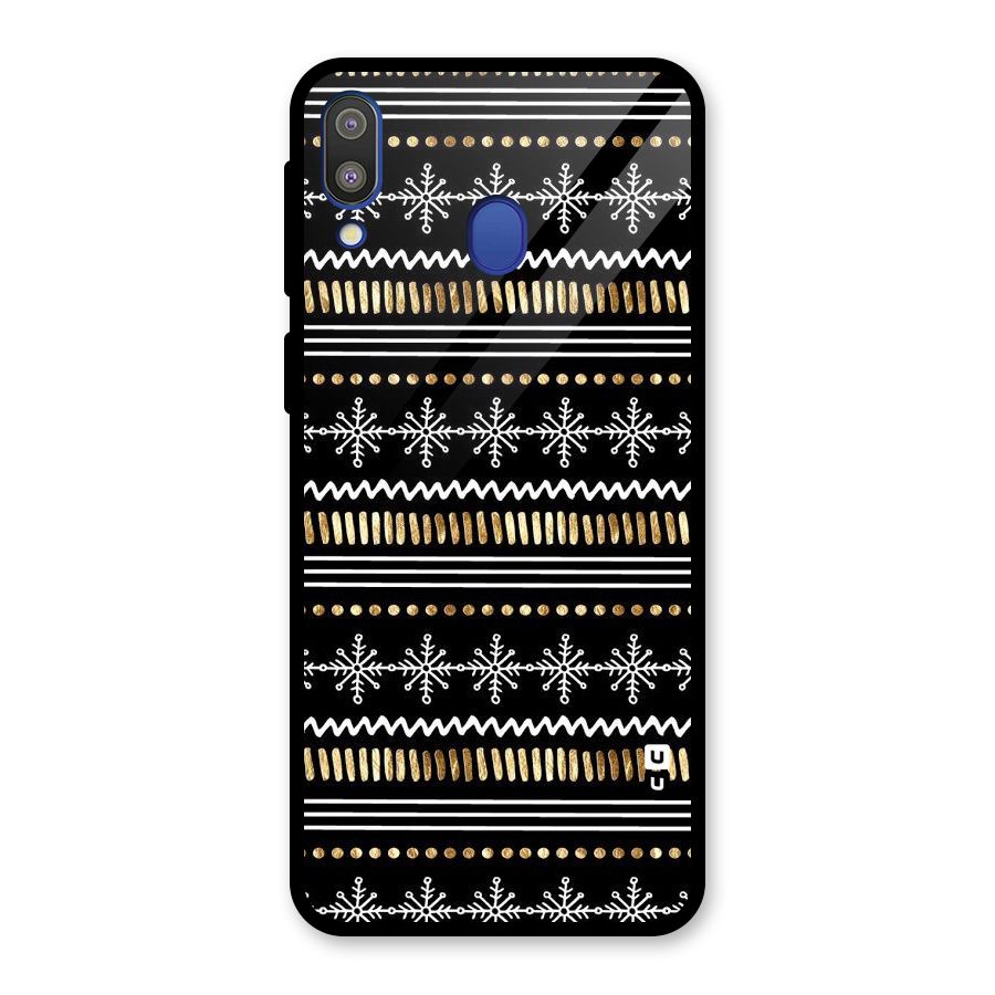 Snowflakes Gold Glass Back Case for Galaxy M20