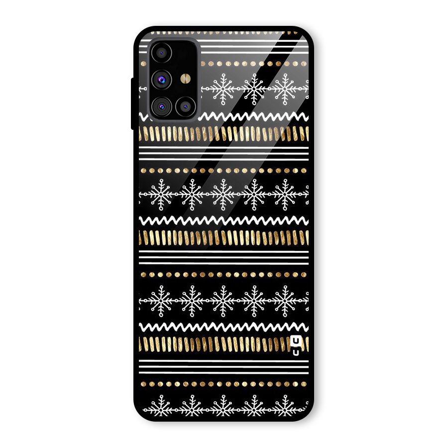 Snowflakes Gold Glass Back Case for Galaxy M31s