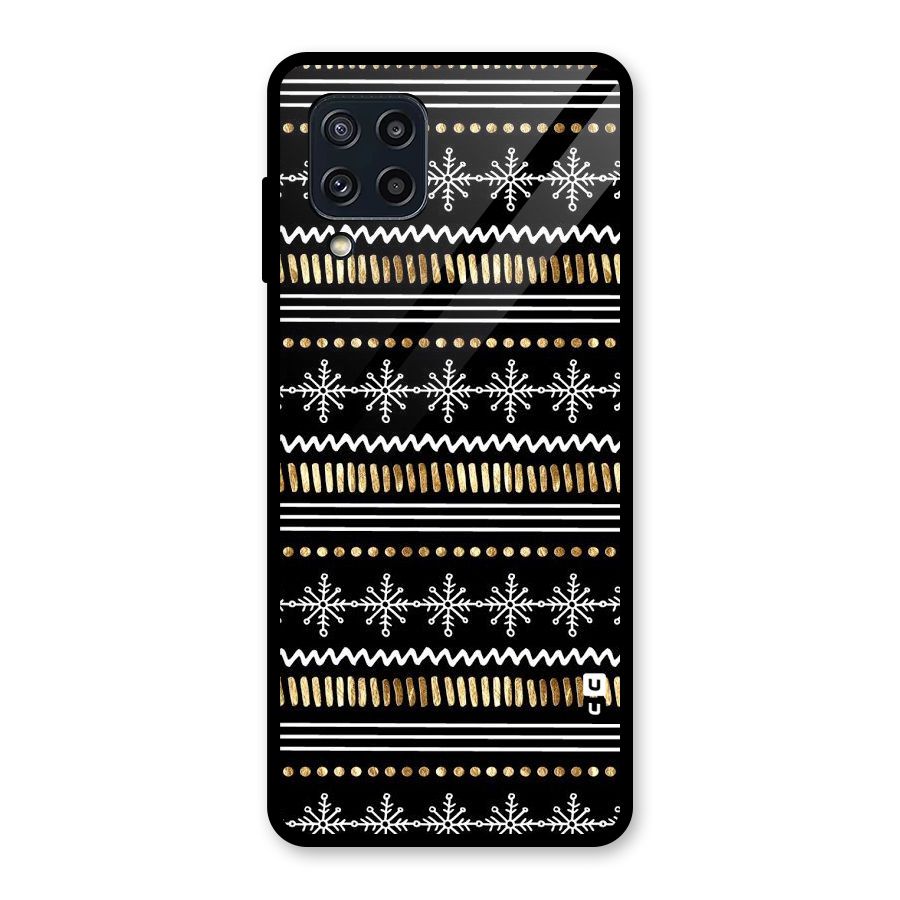 Snowflakes Gold Glass Back Case for Galaxy M32