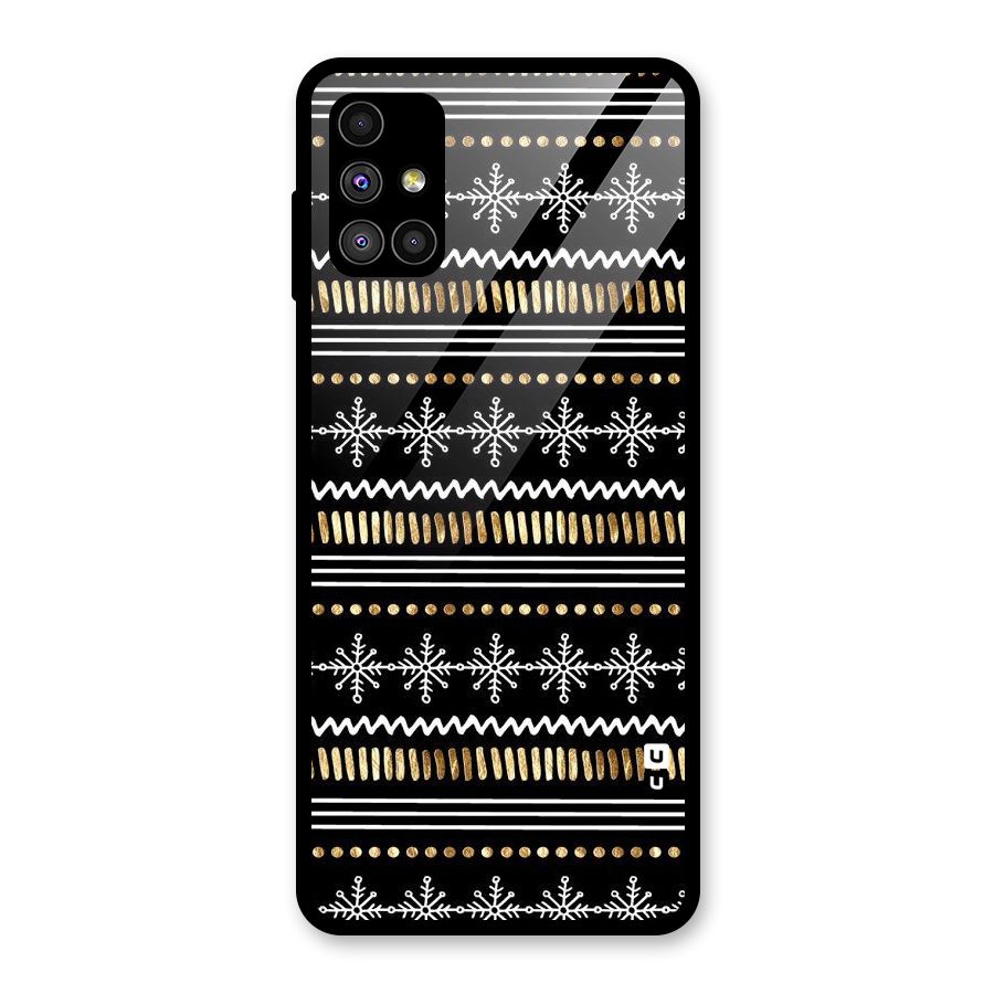 Snowflakes Gold Glass Back Case for Galaxy M51