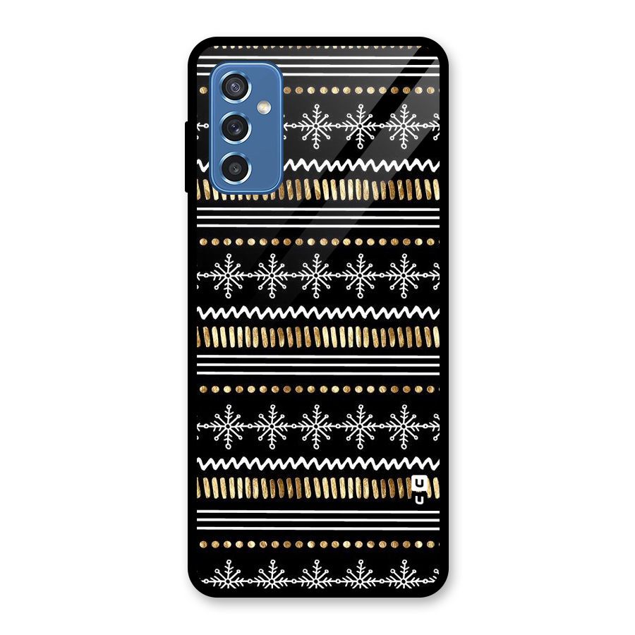 Snowflakes Gold Glass Back Case for Galaxy M52 5G