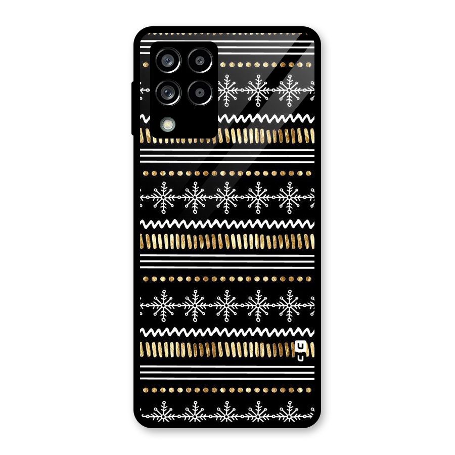 Snowflakes Gold Glass Back Case for Galaxy M53 5G