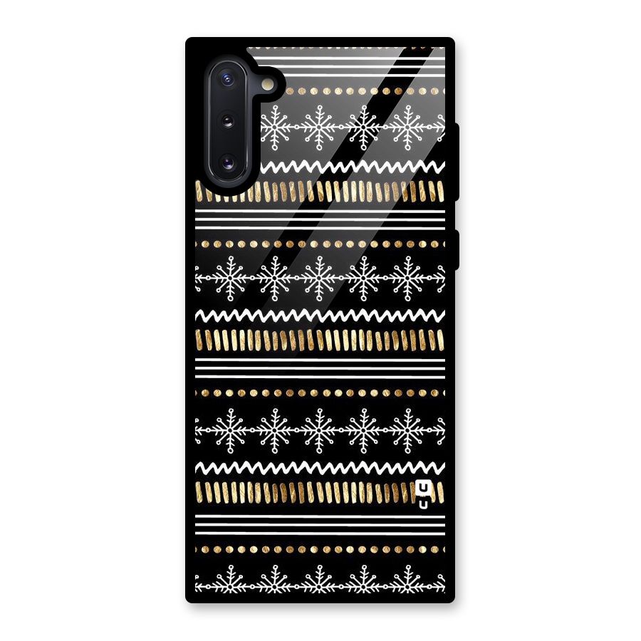 Snowflakes Gold Glass Back Case for Galaxy Note 10