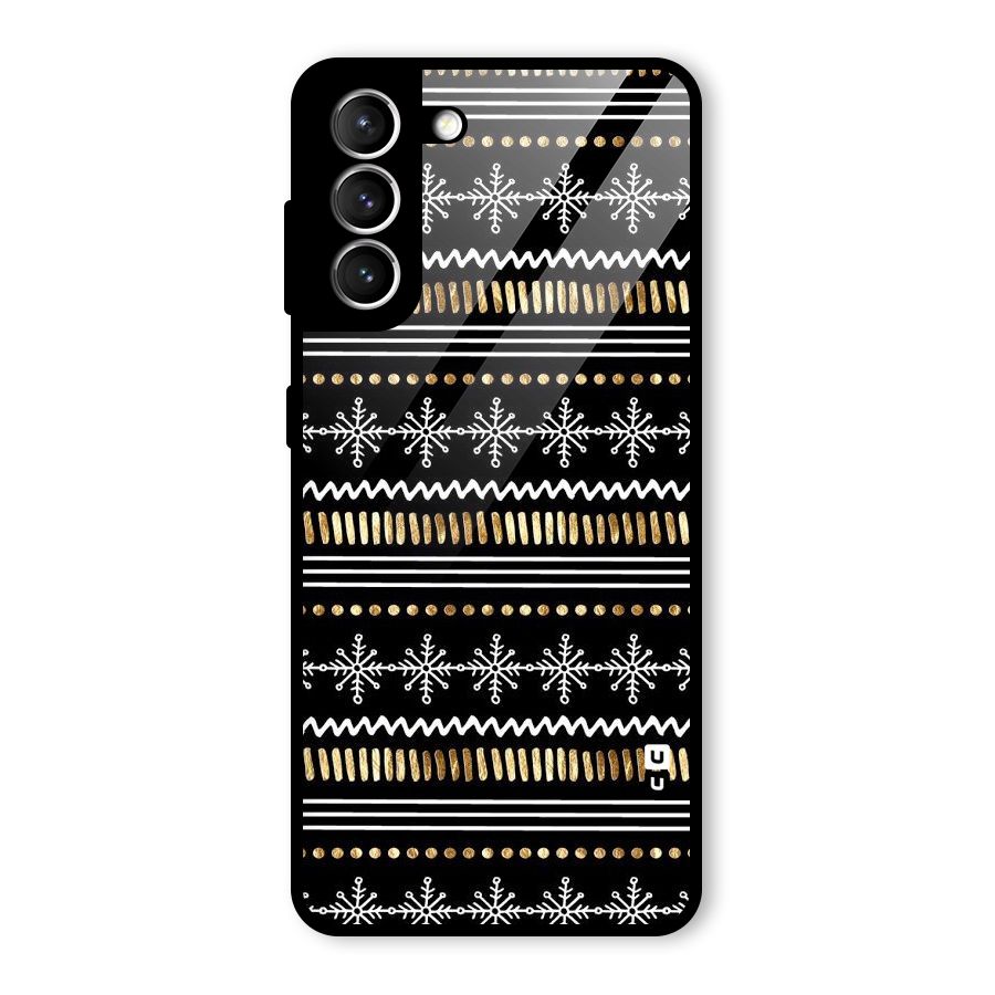 Snowflakes Gold Glass Back Case for Galaxy S21 5G