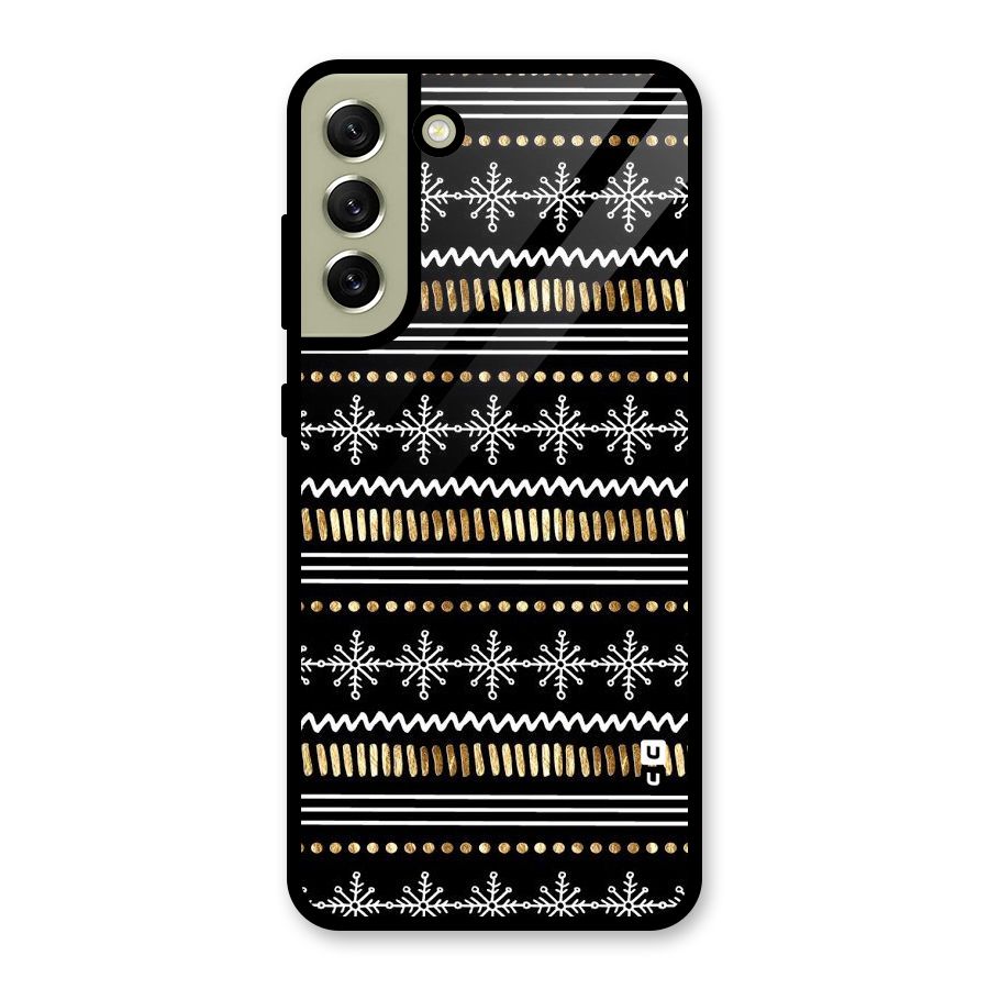 Snowflakes Gold Glass Back Case for Galaxy S21 FE 5G