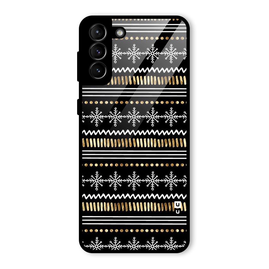 Snowflakes Gold Glass Back Case for Galaxy S21 Plus
