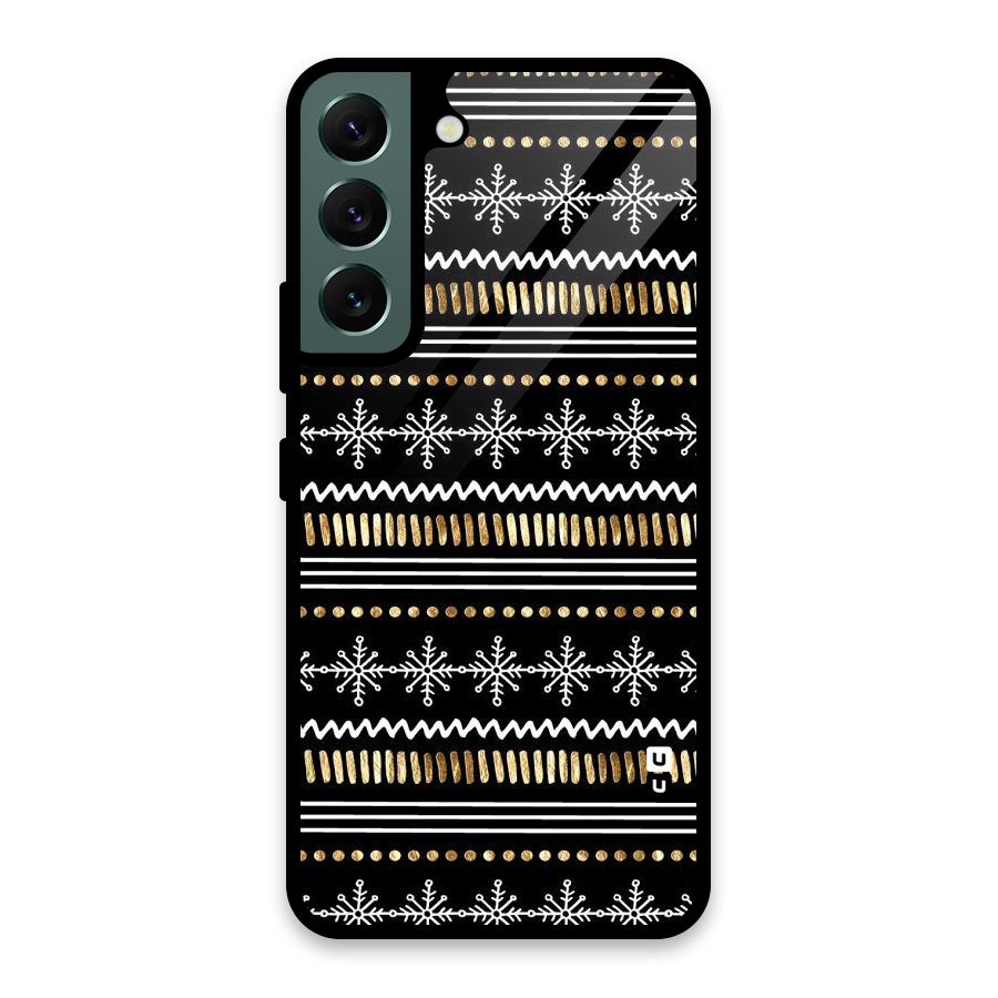 Snowflakes Gold Glass Back Case for Galaxy S22 5G