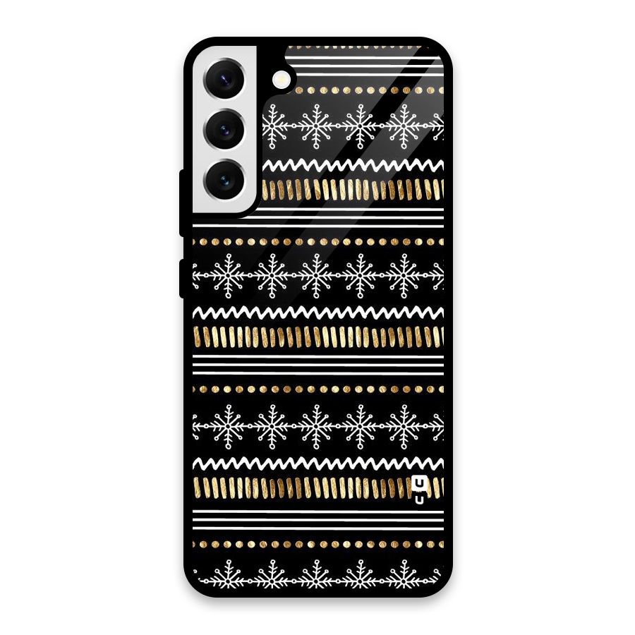 Snowflakes Gold Glass Back Case for Galaxy S22 Plus 5G