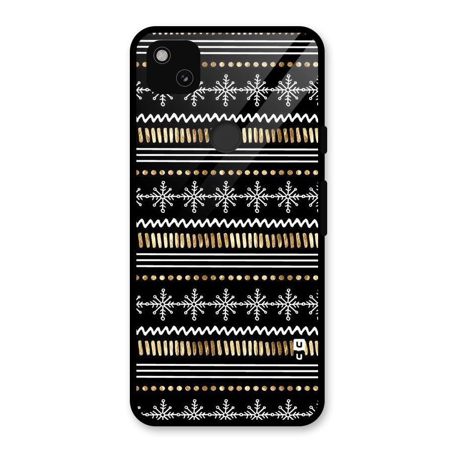 Snowflakes Gold Glass Back Case for Google Pixel 4a