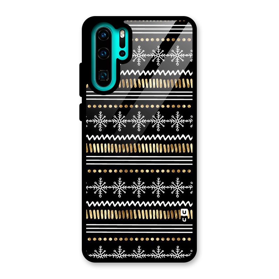 Snowflakes Gold Glass Back Case for Huawei P30 Pro