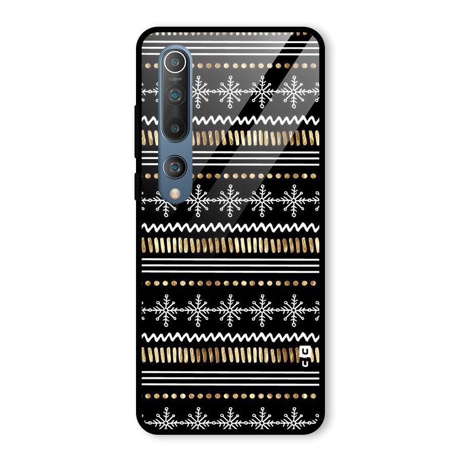Snowflakes Gold Glass Back Case for Mi 10