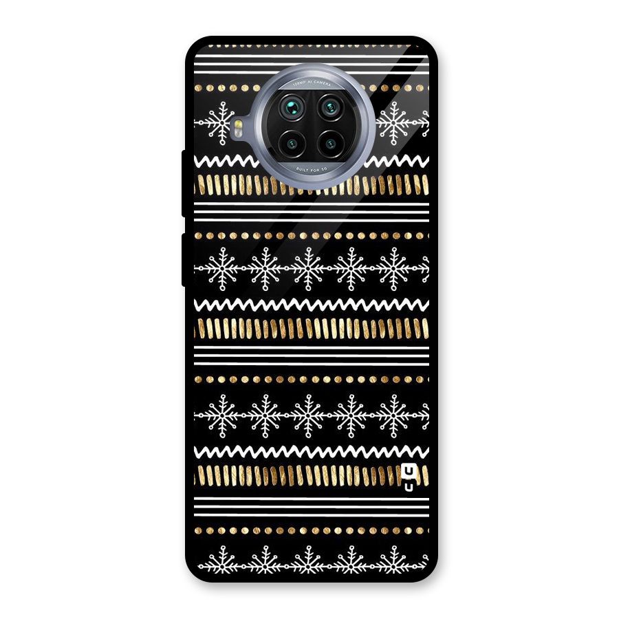 Snowflakes Gold Glass Back Case for Mi 10i