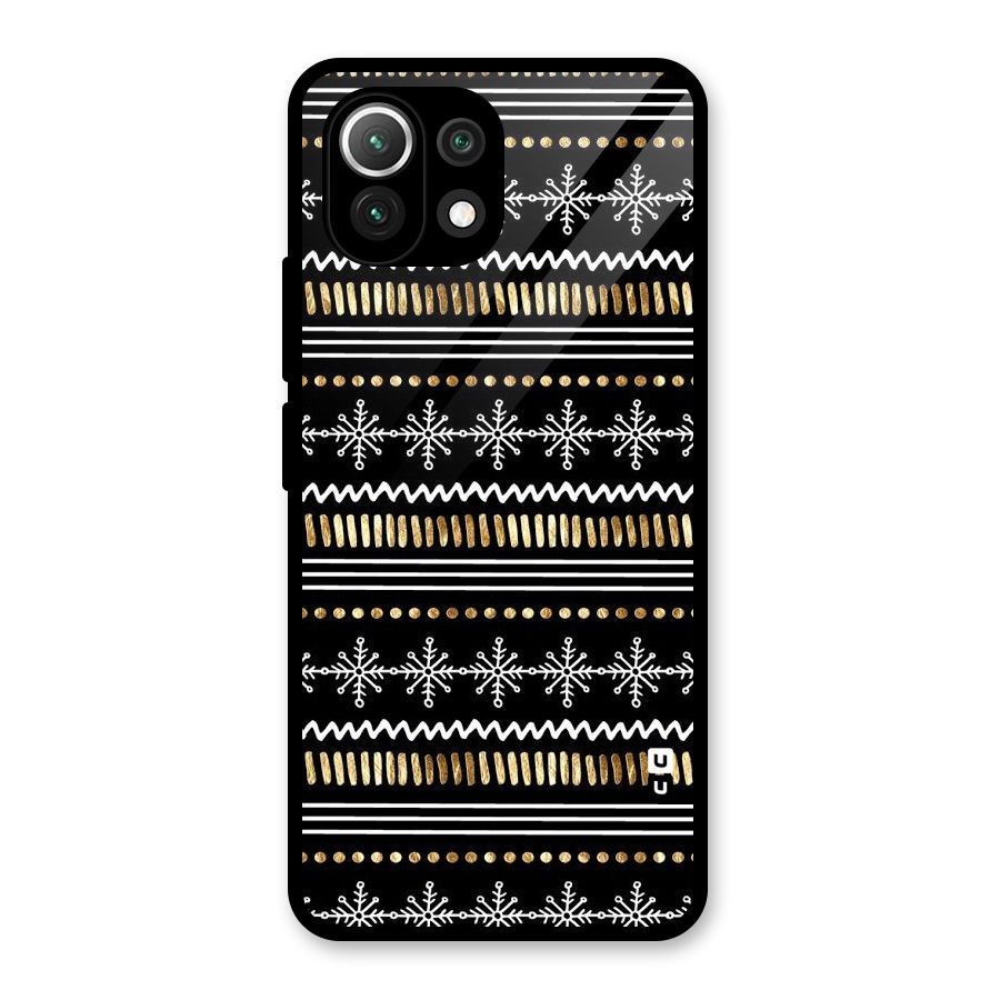 Snowflakes Gold Glass Back Case for Mi 11 Lite NE 5G