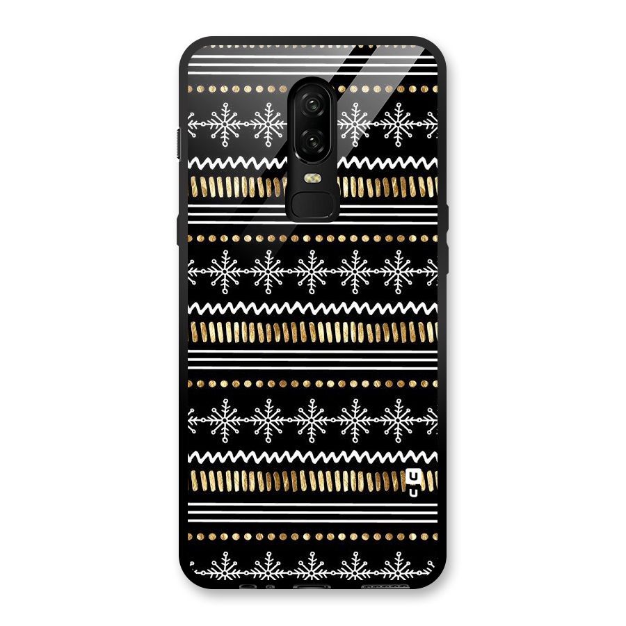 Snowflakes Gold Glass Back Case for OnePlus 6