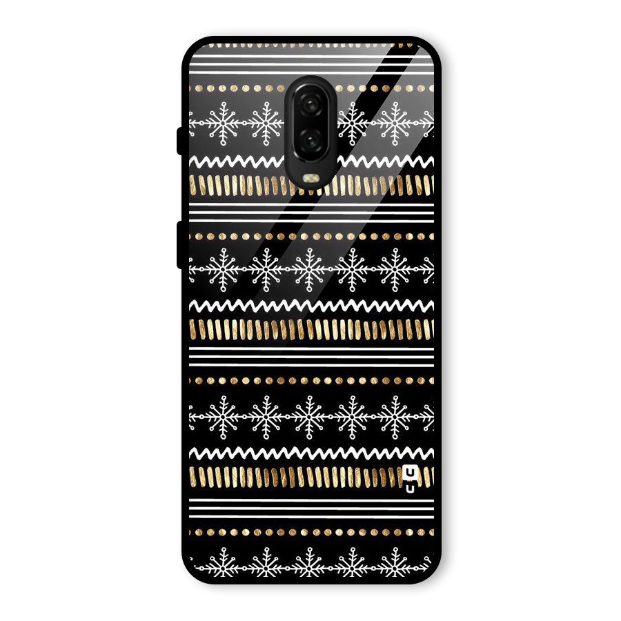 Snowflakes Gold Glass Back Case for OnePlus 6T
