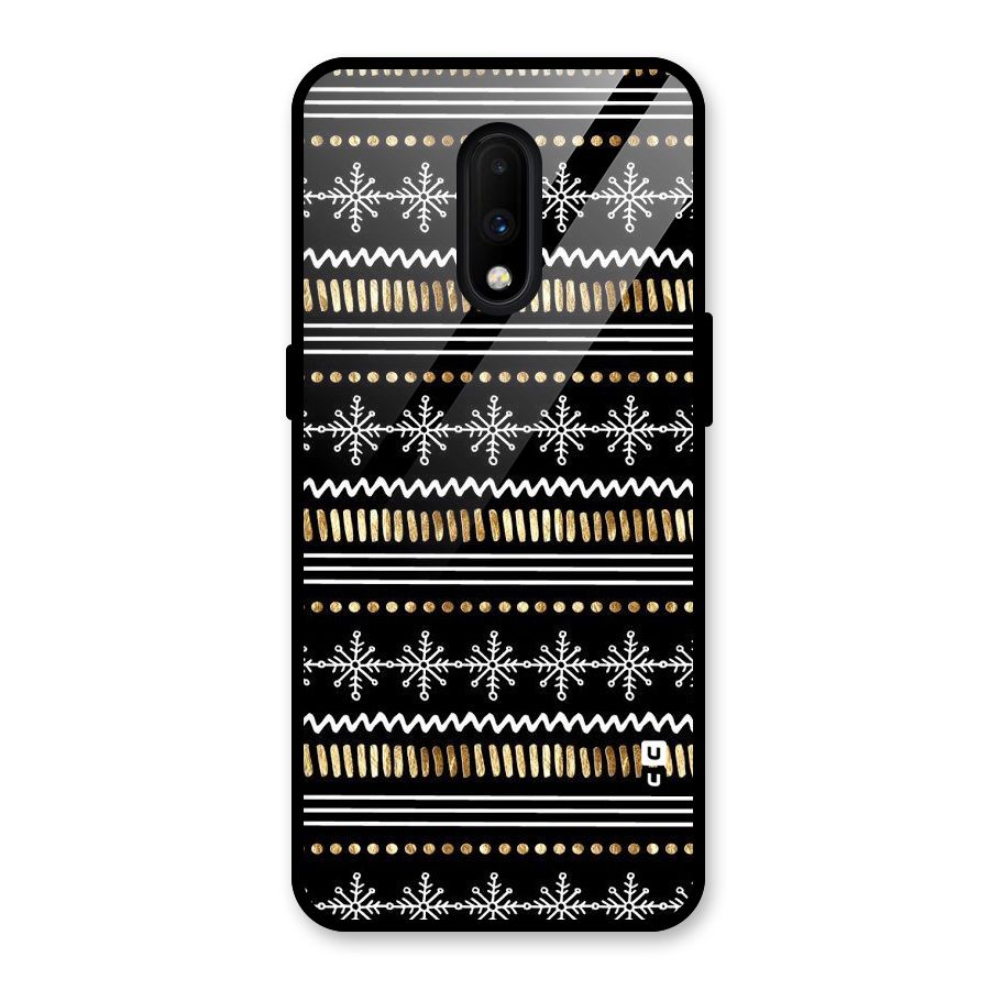 Snowflakes Gold Glass Back Case for OnePlus 7