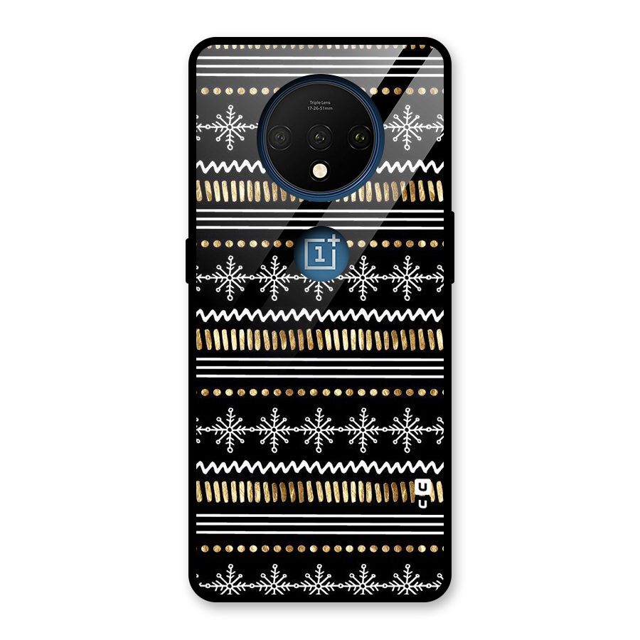 Snowflakes Gold Glass Back Case for OnePlus 7T