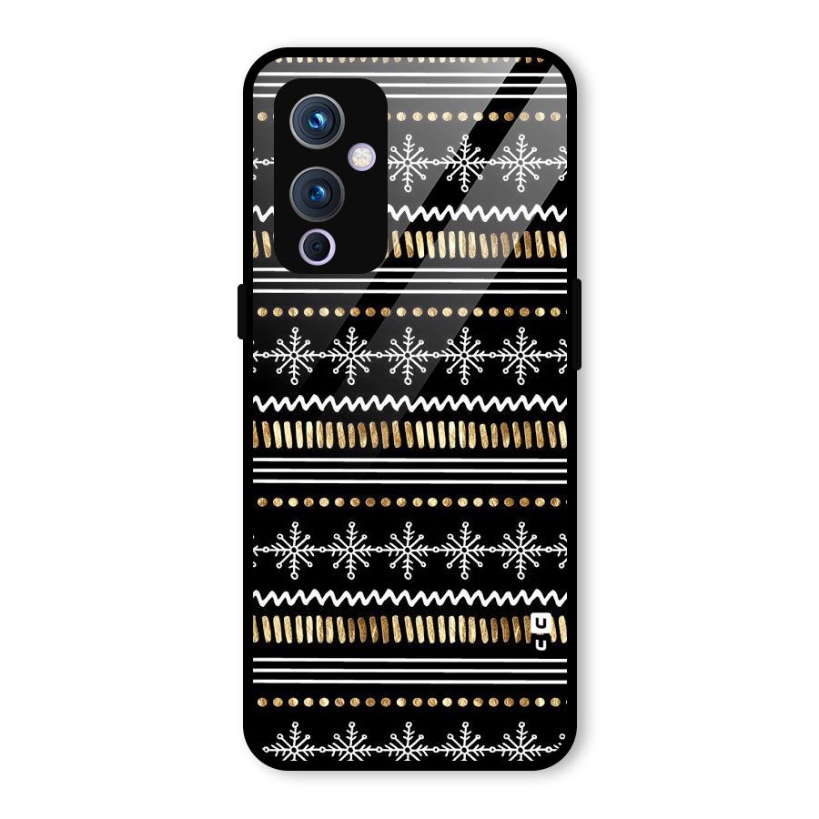 Snowflakes Gold Glass Back Case for OnePlus 9