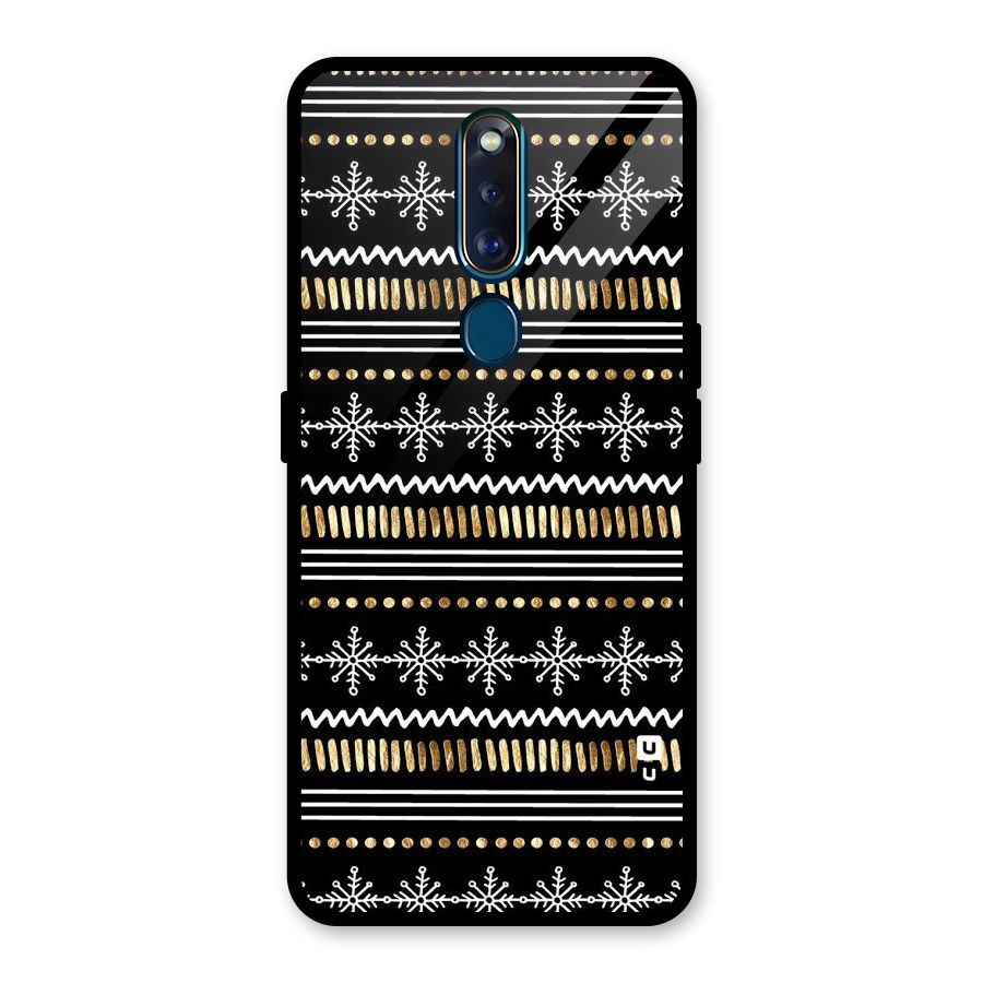 Snowflakes Gold Glass Back Case for Oppo F11 Pro