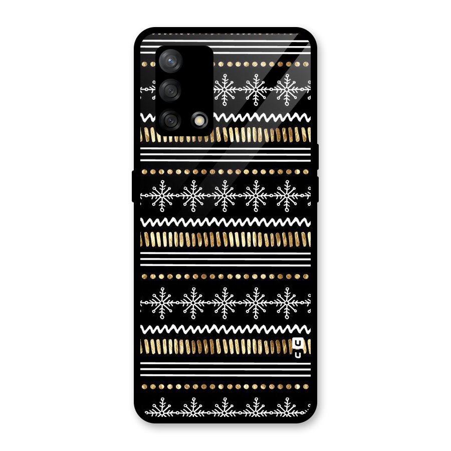 Snowflakes Gold Glass Back Case for Oppo F19