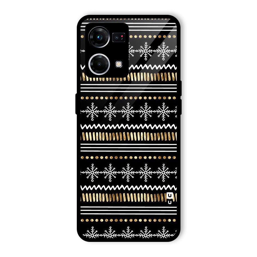 Snowflakes Gold Glass Back Case for Oppo F21 Pro 4G