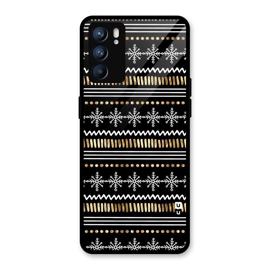 Snowflakes Gold Glass Back Case for Oppo Reno6 5G