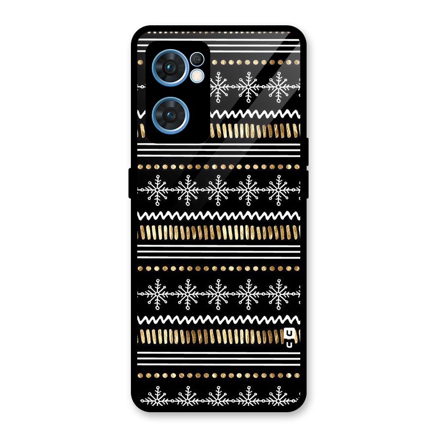 Snowflakes Gold Glass Back Case for Oppo Reno7 5G