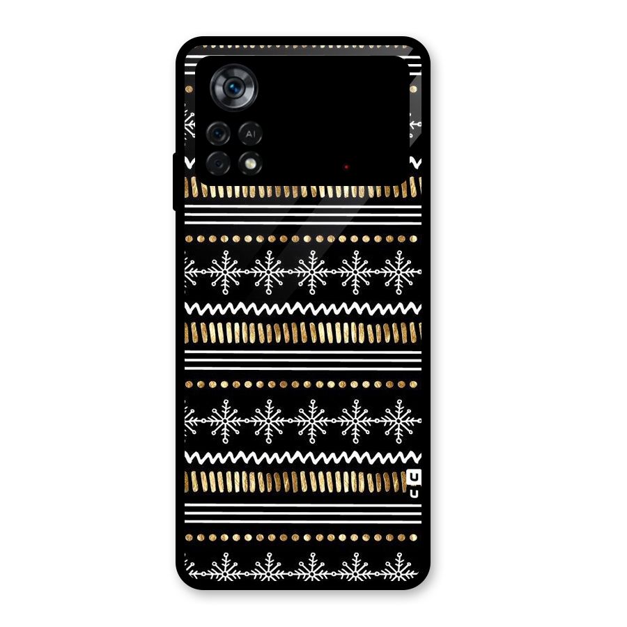 Snowflakes Gold Glass Back Case for Poco X4 Pro 5G