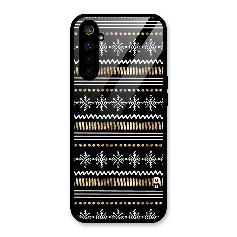 Snowflakes Gold Glass Back Case for Realme 6
