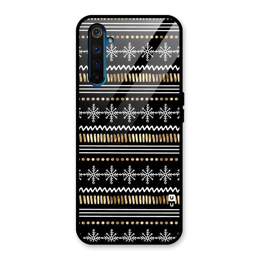 Snowflakes Gold Glass Back Case for Realme 6 Pro