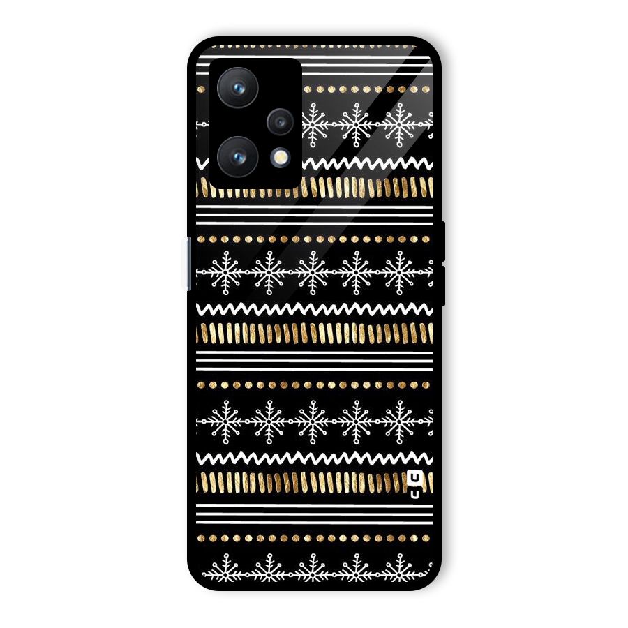 Snowflakes Gold Glass Back Case for Realme 9 Pro 5G